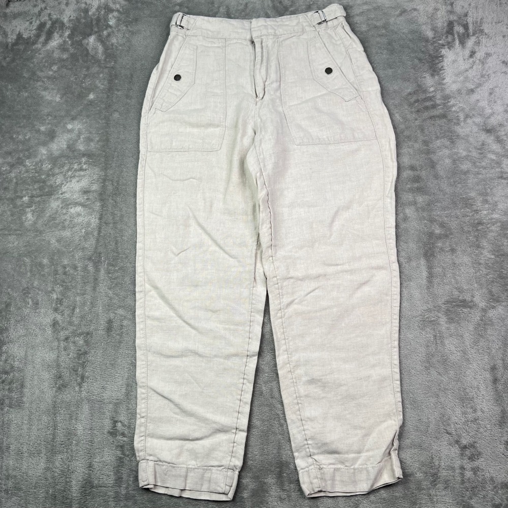 Athleta Voyager Linen Jogger Pants Womens 2 Beige Lightweight Breathable Coastal